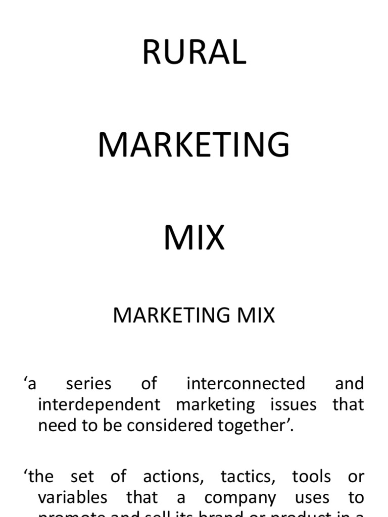Rural Marketing Mix Strategies Explained | PDF | Marketing | Brand