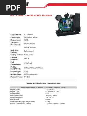 Weichai TD226B-6D Specification PDF | PDF