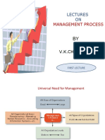 MANAGEMENT LECTURES ON THE MANAGEMENT PROCESS