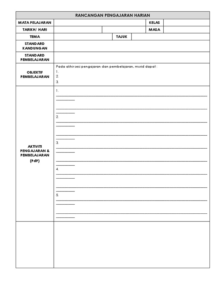 Borang RPH | PDF