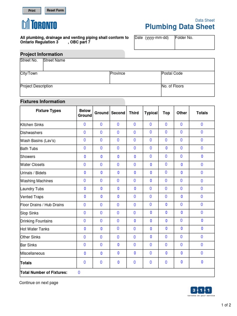 Plumbing Data Sheet Plumbing Sink