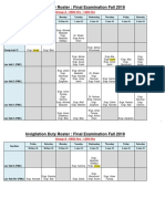 MTS Duty Roaster FInal Exams Fall 2018