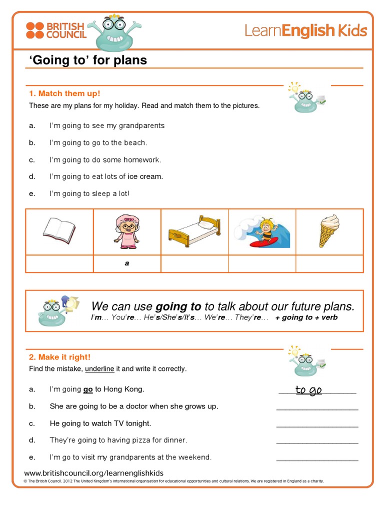 Grammar Games Going To For Plans Worksheet PDF | PDF
