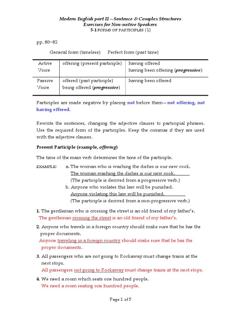 Understanding Participles and Clauses | PDF | Syntactic Relationships ...