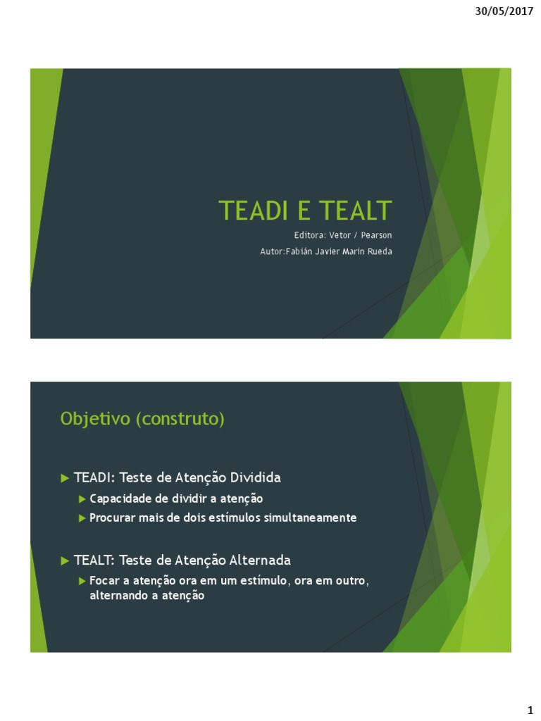 Testes TEADI e TEALT de Atenção | PDF