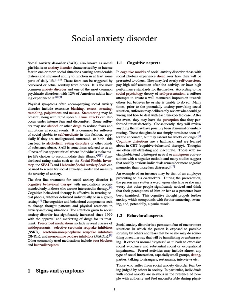Social Anxiety Disorder PDF | PDF | Social Anxiety Disorder | Anxiety ...