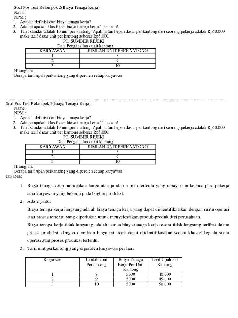 Soal Pos Test Kelompok 2 Jawaban