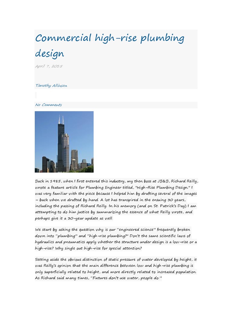 High-Rise Plumbing Design Insights | PDF | Water Heating | Pump