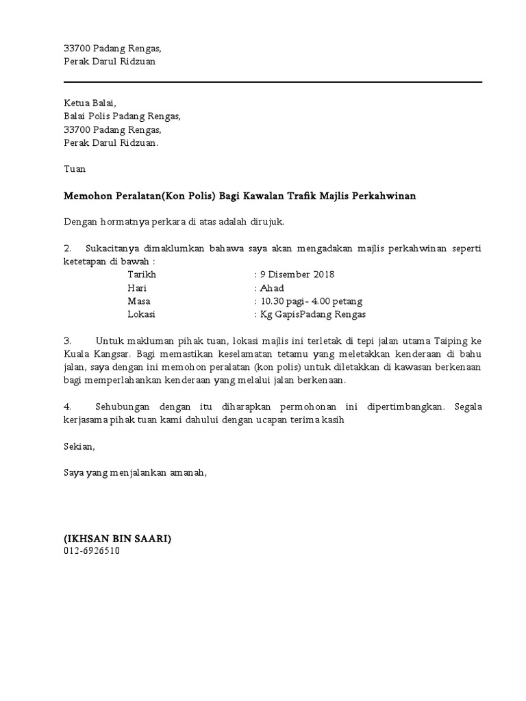 Surat Memohon Kon Polis Pdf