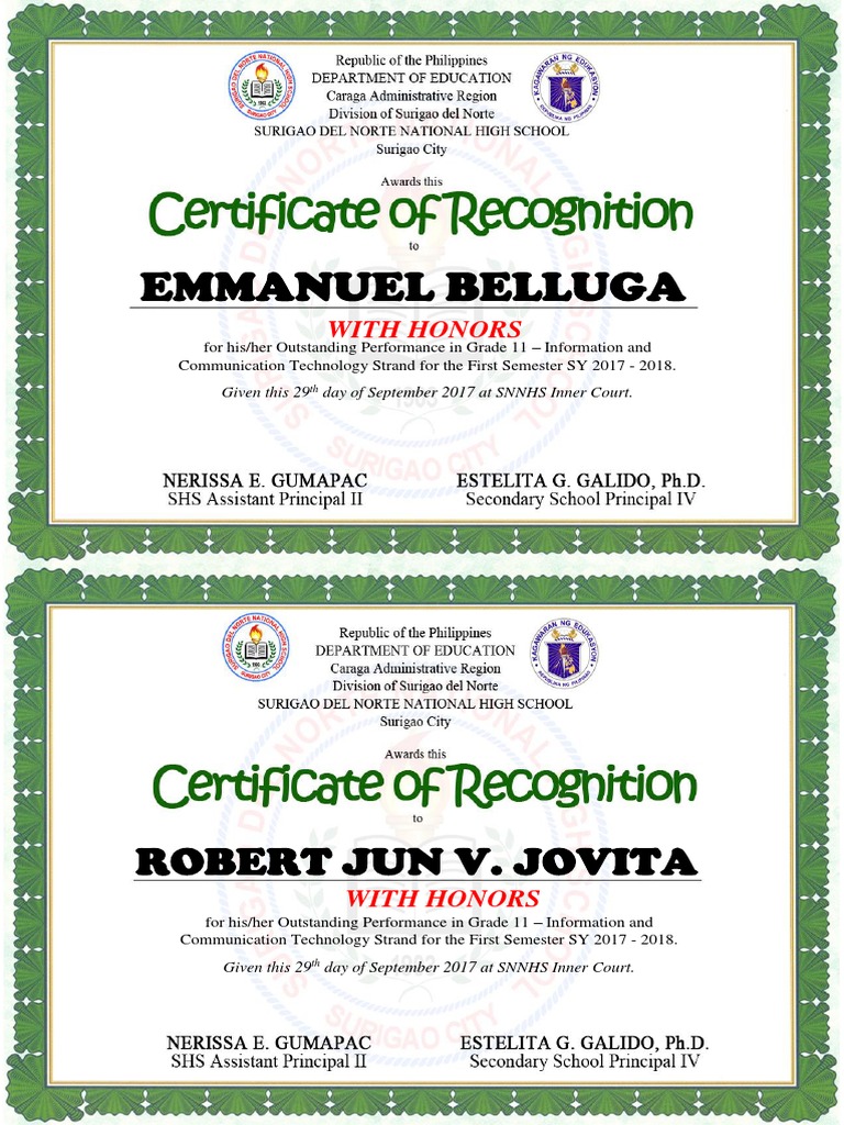1ST Quarter Certificates | PDF