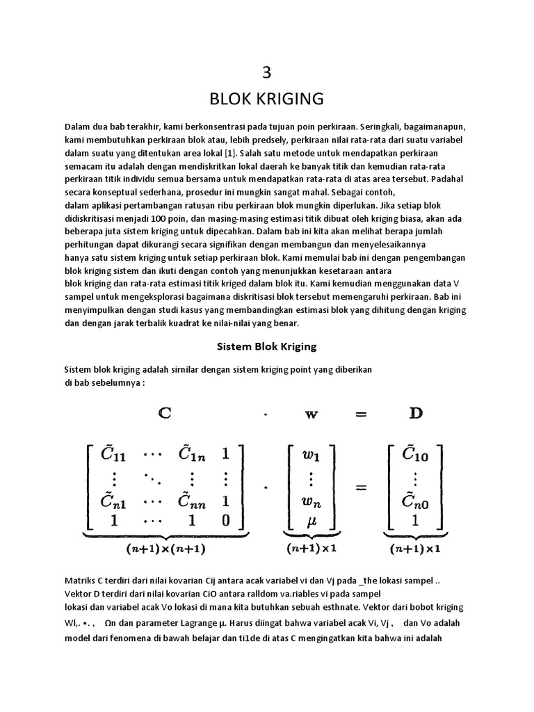 Bab 3 Blok Kriging | PDF | Metode & Bahan Ajar | Sains & Matematika