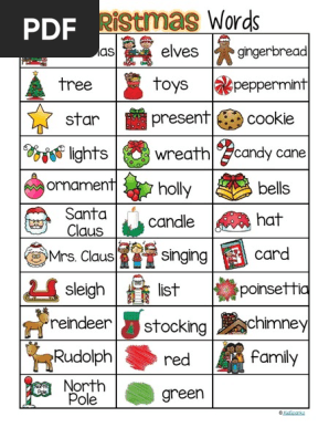 Christmas Vocabulary List 32 Words and Pictures Free