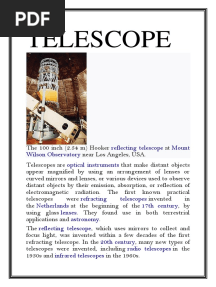Telescope: Reflecting Telescope Mount Wilson Observatory Optical Instruments