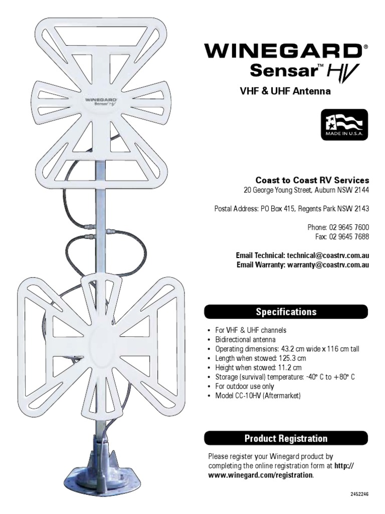 Winegard FreeVision Sensar HV Antenna PDF Electrical Connector