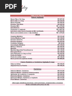 Tabela de Preços