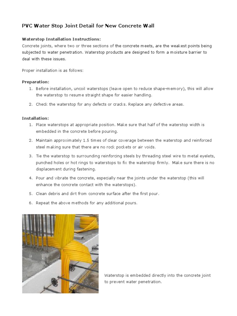 PVC Water Stop Installation Guide | PDF