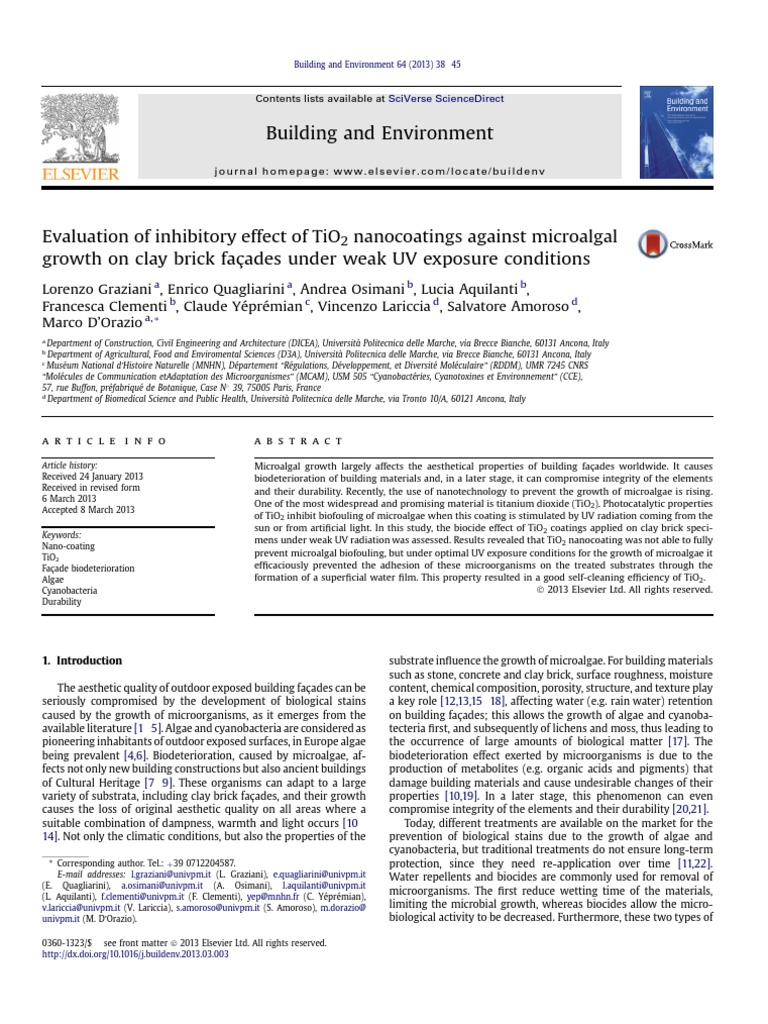 Evaluation of Inhibitory Effect of TiO2 Nanocoatings Against Microalgal ...