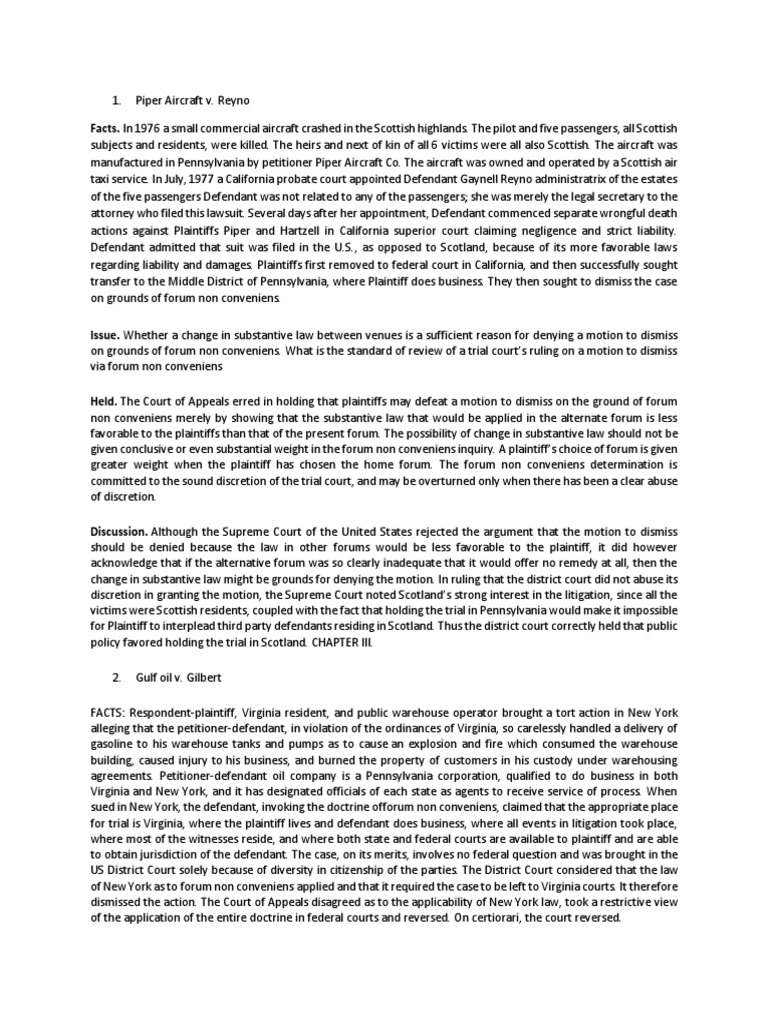 Forum Non Conveniens 1 8 PDF Lawsuit Diversity Jurisdiction