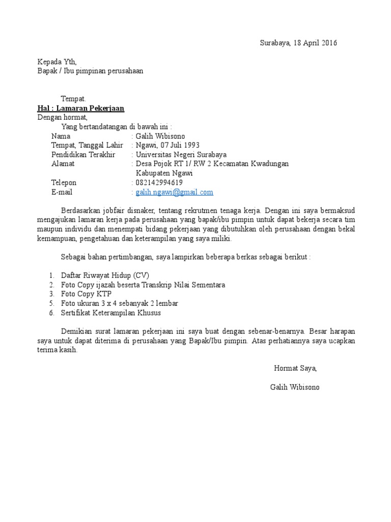 Download 63+ Contoh Surat Lamaran Kerja Wilmar Terbaik Gratis