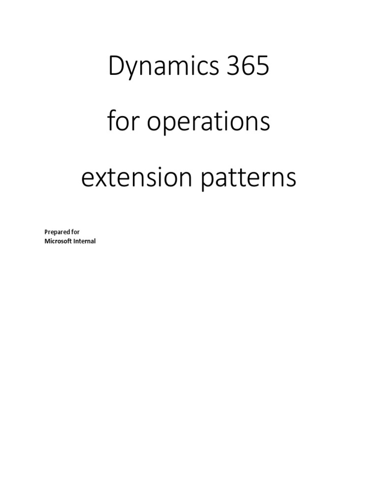 D365FO Extension Patterns PDF Method Programming) Class
