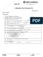 Weekly Test (Grade-VI) Maths Weekly Test (Grade-VI)