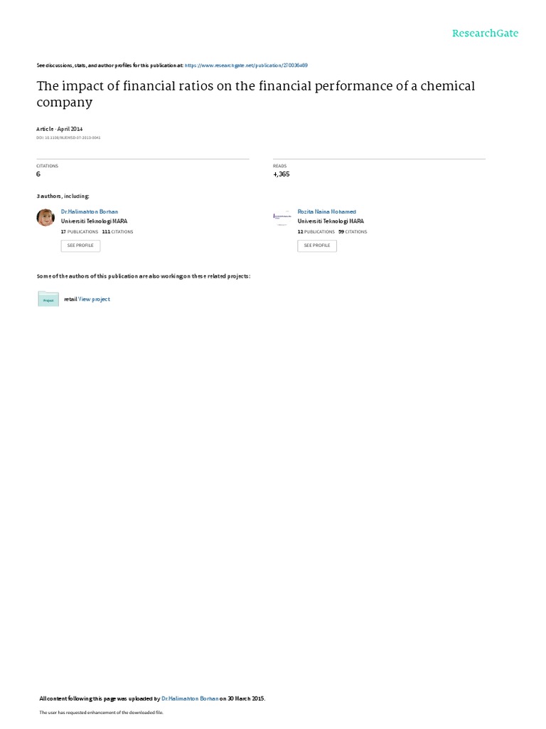 Financial Ratios & Chemical Company Performance | PDF | Mergers And ...