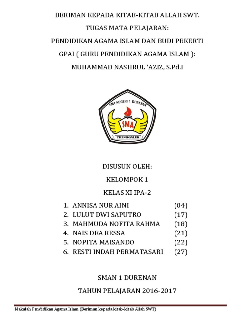Beriman Kepada Kitab Kitab Allah Swt
