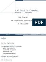 BBN-ANG-141 Foundations of Phonology Phonetics 1: Consonants