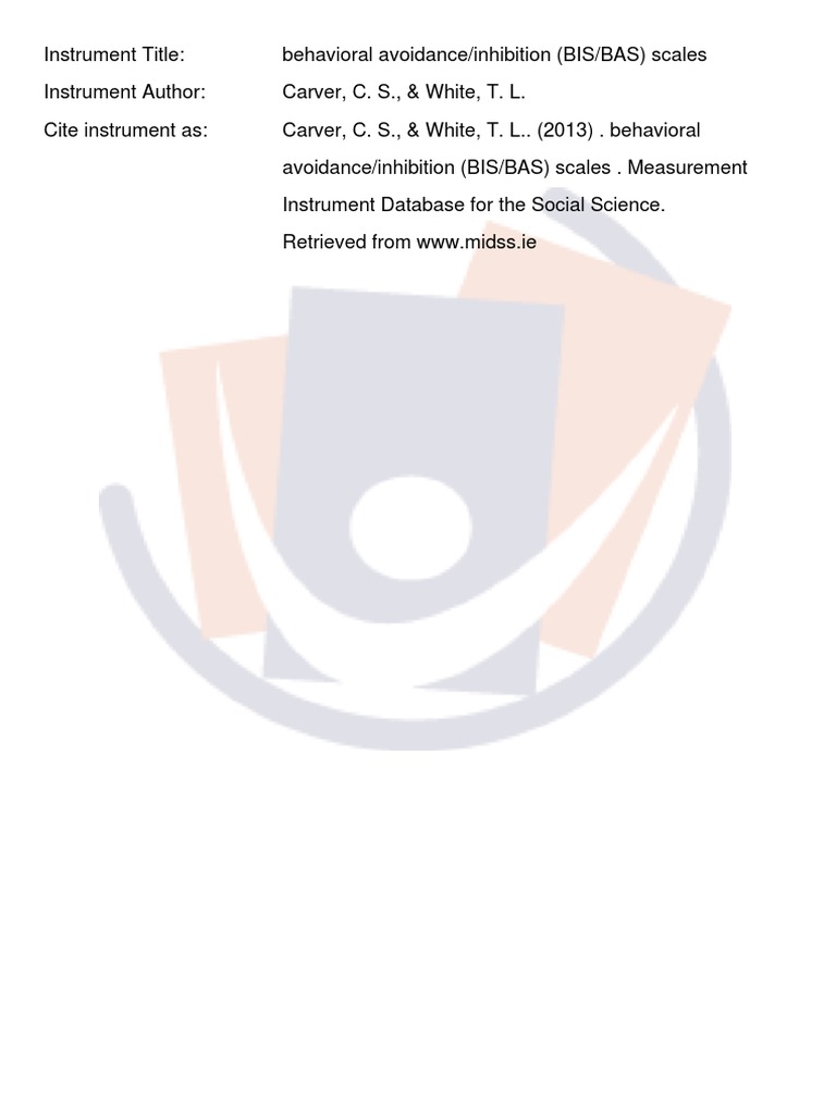 BIS/BAS Scales Questionnaire | PDF | Social Inhibition | Emergence