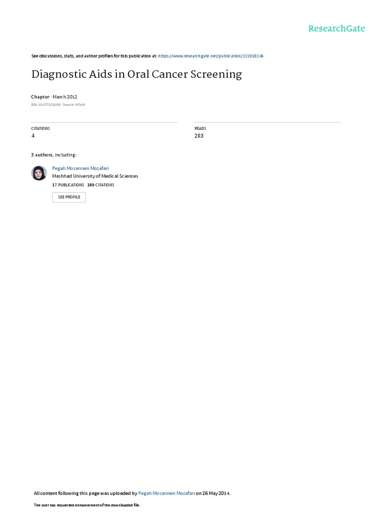 Diagnostic Aids in Oral Cancer | PDF | Cytopathology | Biopsy