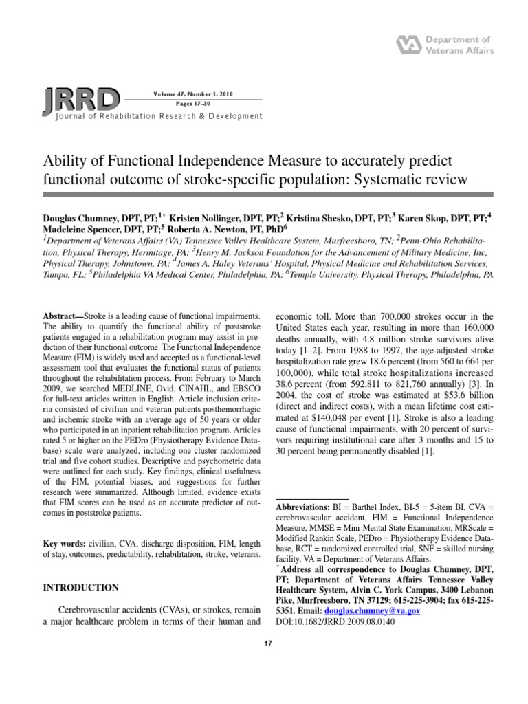Ability of Functional Independence Measure | Stroke | Physical Therapy
