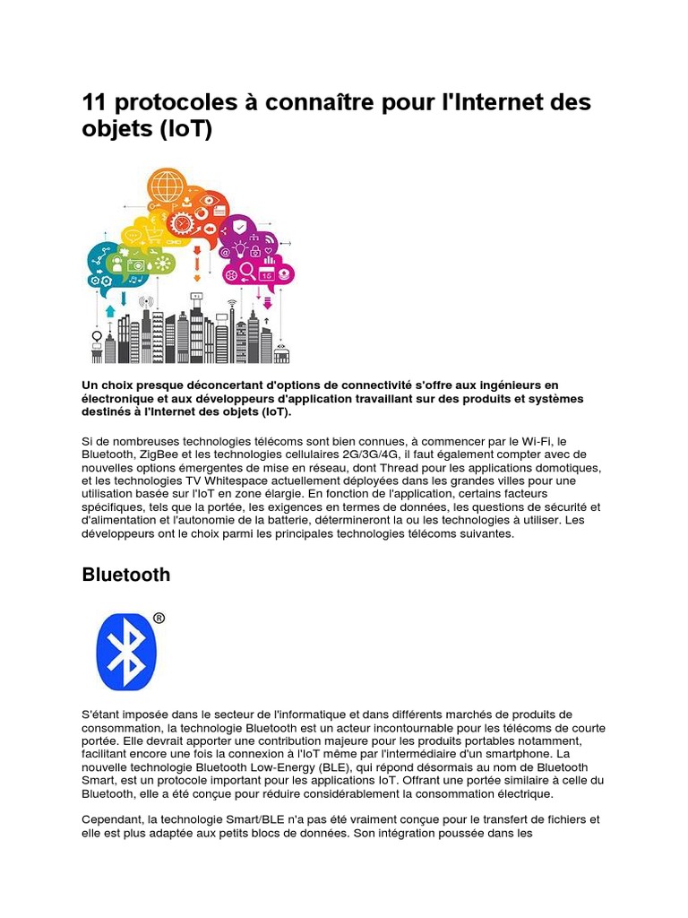 Protocoles clés pour l'IoT à connaître | PDF | I Pv6 | Internet des objets
