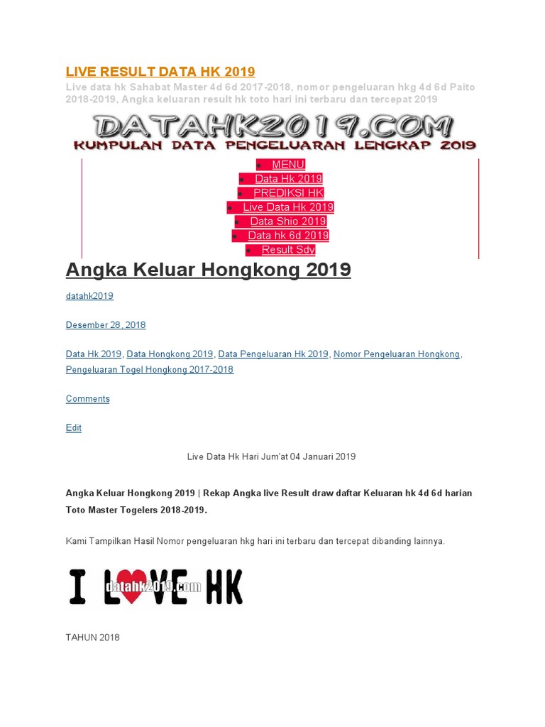 Data Pengeluaran Sgp Togelers 2018
