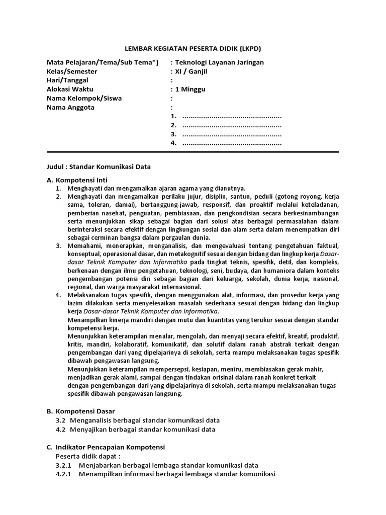 Lkpd Standar Komunikasi Data