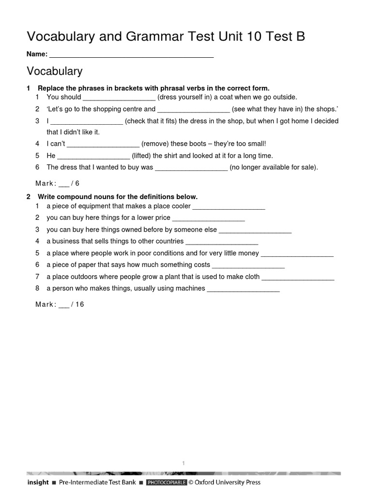 Unit 10 Vocabulary and Grammar Test | PDF | Hamburgers | You Tube