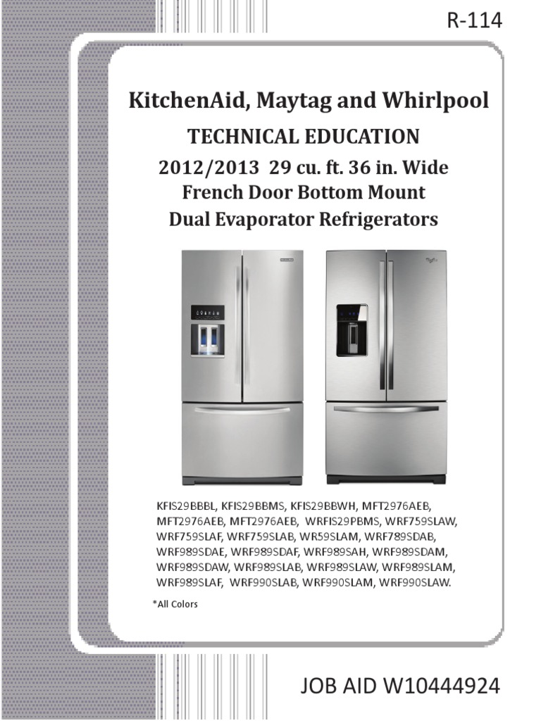 Whirlpool French Door Service Manual 201213 Refrigerator Equipment