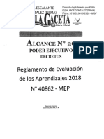 Reglamento de Evaluación de Los Aprendizajes #40862 - MEP 2018 PDF