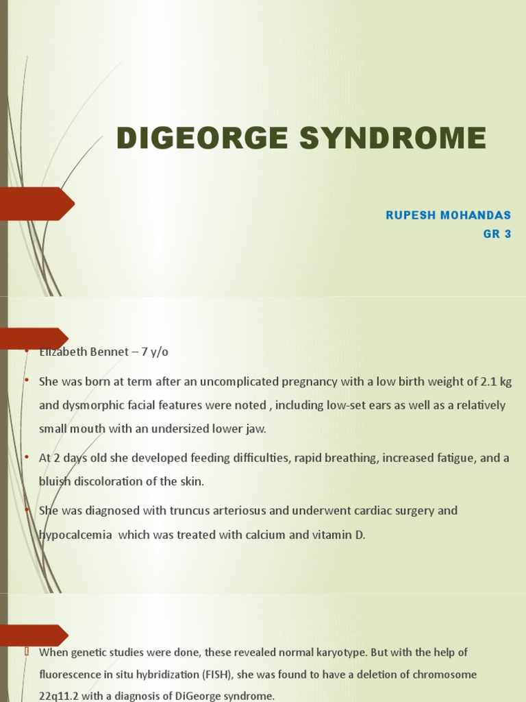 Digeorge Syndrome: Rupesh Mohandas GR3 | PDF | Medical Specialties ...