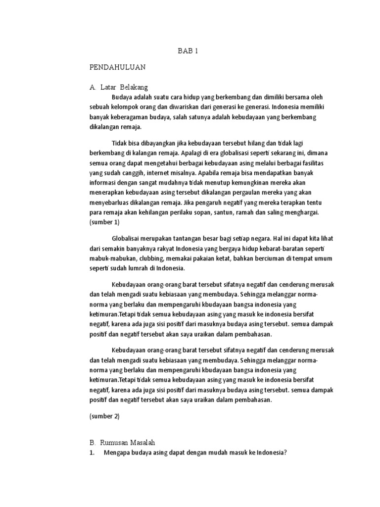 Makalah Indonesia Pengaruh Budaya Asing Pdf