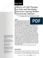 Effects of Cold Therapy On Pain and Breathing Exercises Among Median Sternotomy Patients