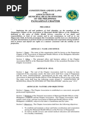 Sample Constitution and Bylaws