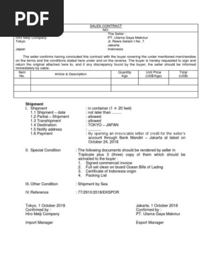 Sales Contract