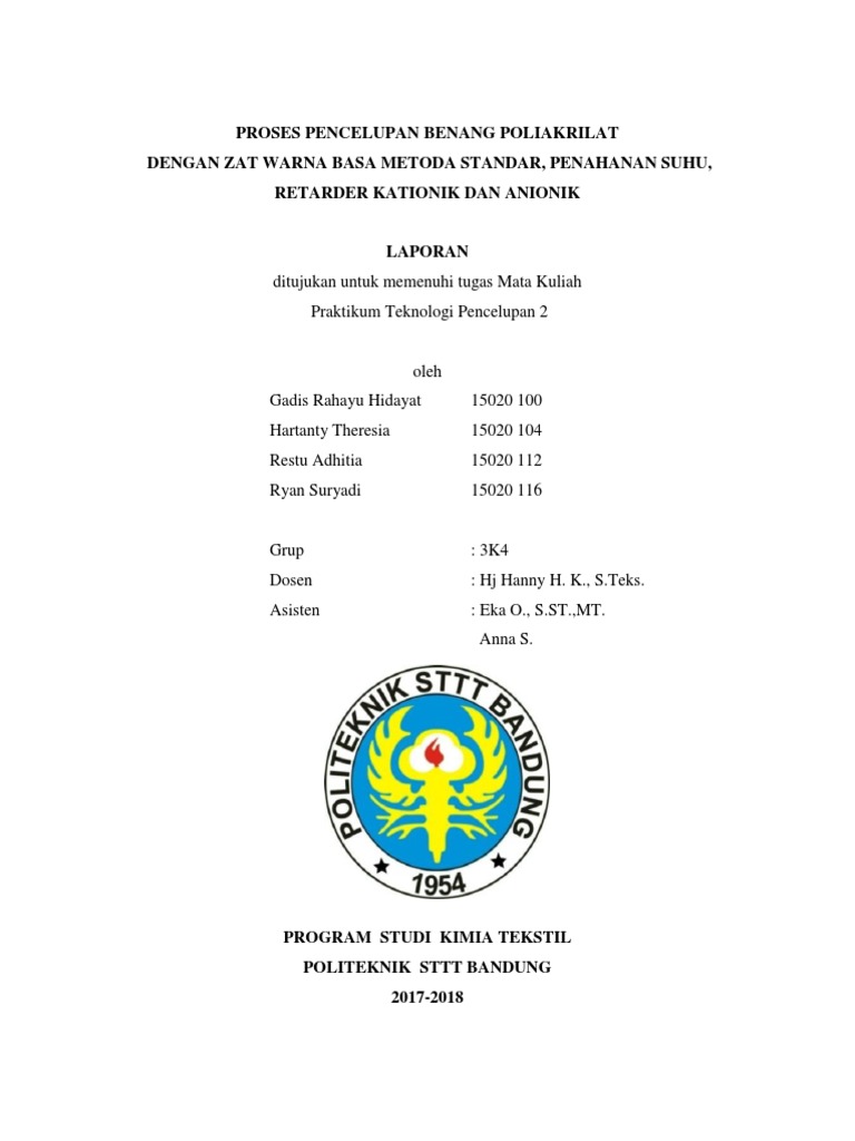 Proses Pencelupan Poliakrilat Dengan Zw Basa Pdf
