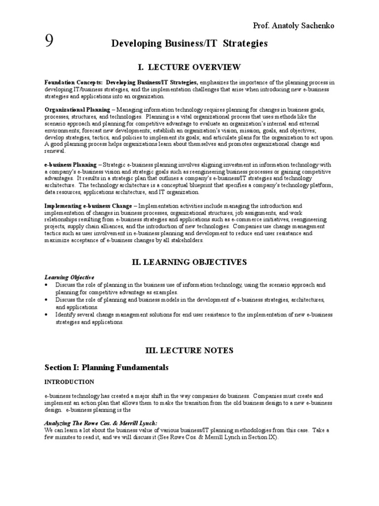 Business/IT Strategy Development Guide | PDF | Electronic Business ...