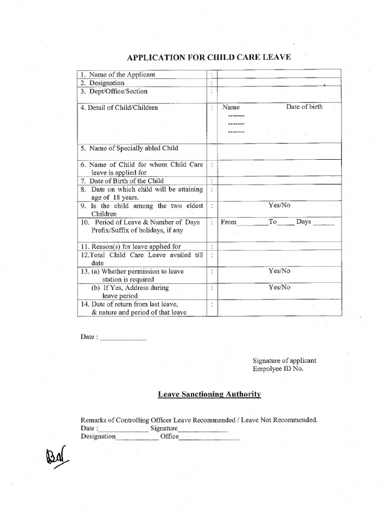 ChildCareLeaveApplicationFormatचाइल्डकेयरलीवएप्लीकेशनफॉर्मइनहिंदी (2)