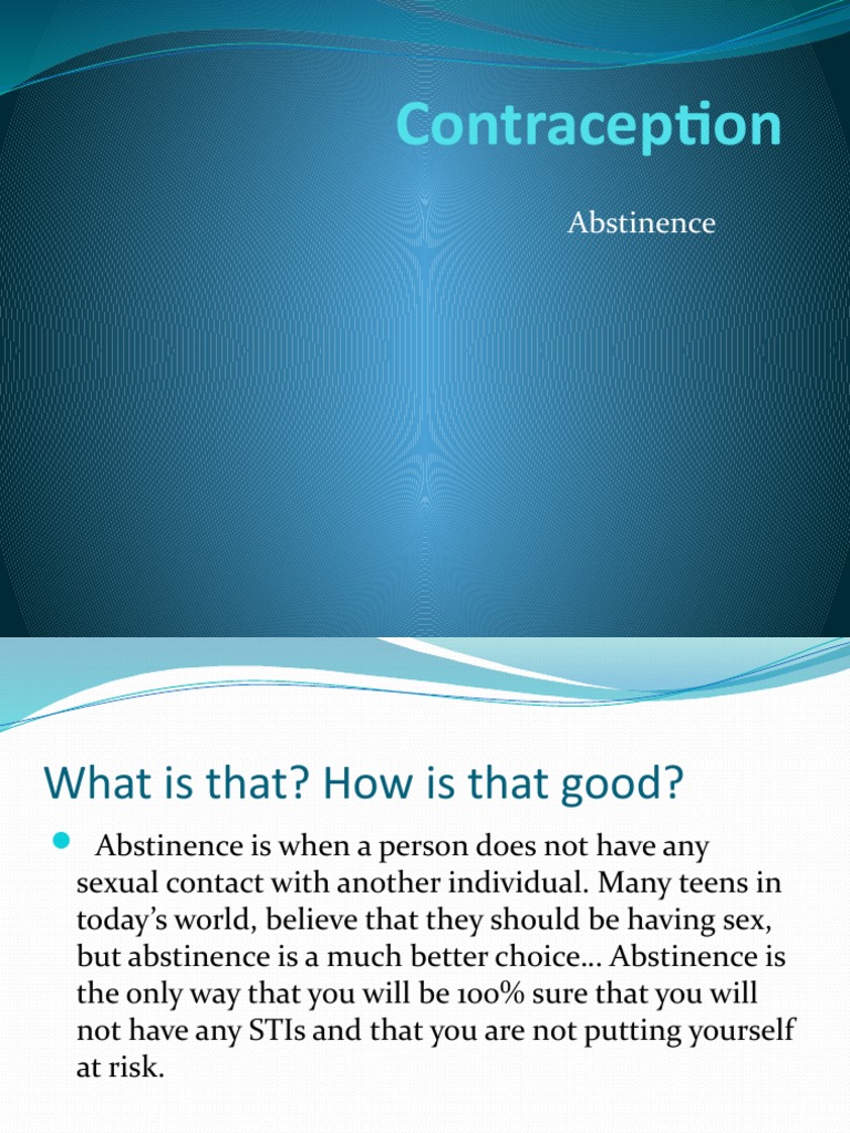Contraception Abstinence PDF Intimate Relationships Sexuality