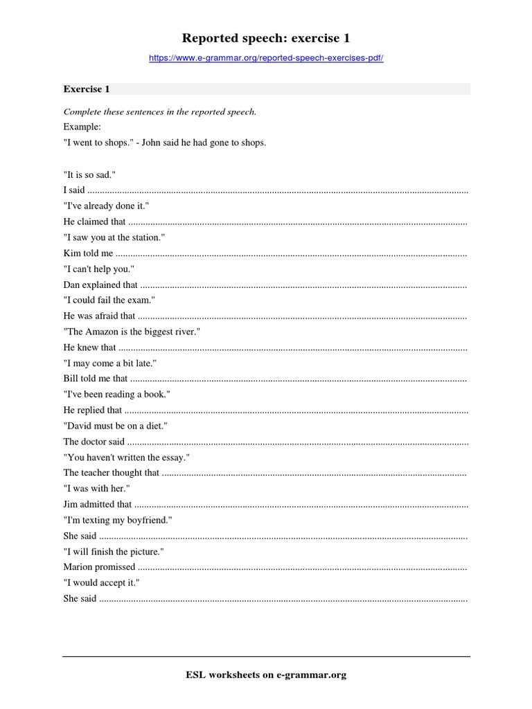 reported speech grammar