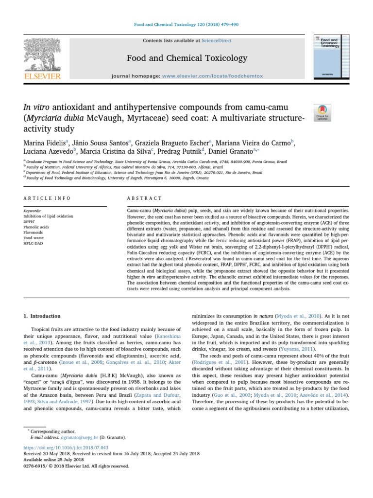 Antioxidant and Antihypertensive | PDF | Phenols | Phenolic Content In Wine
