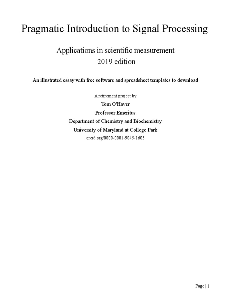 Intro To Signal Processing 2019 PDF Microsoft Excel Matlab
