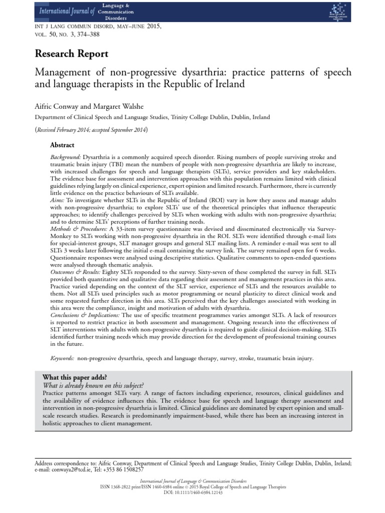 Conway Et Al2015International Journal of Language Communication Disorders PDF PDF Speech
